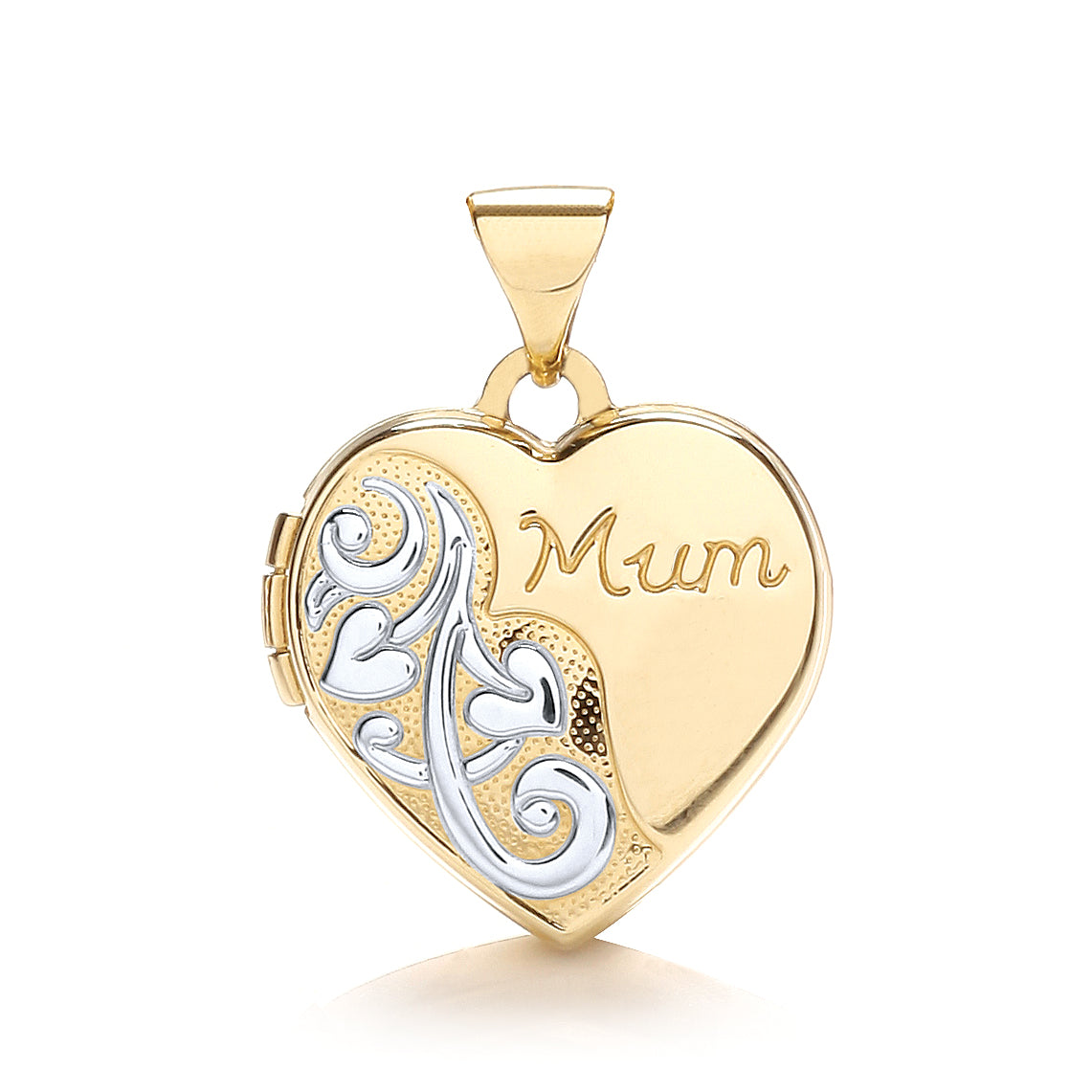 9ct Yellow & White Gold Heart Shaped Mum Locket