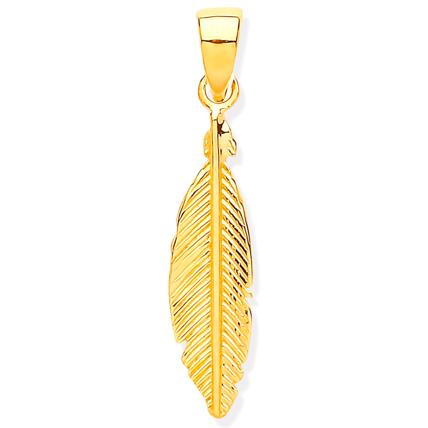 9ct Yellow Gold Feather Leaf Pendant