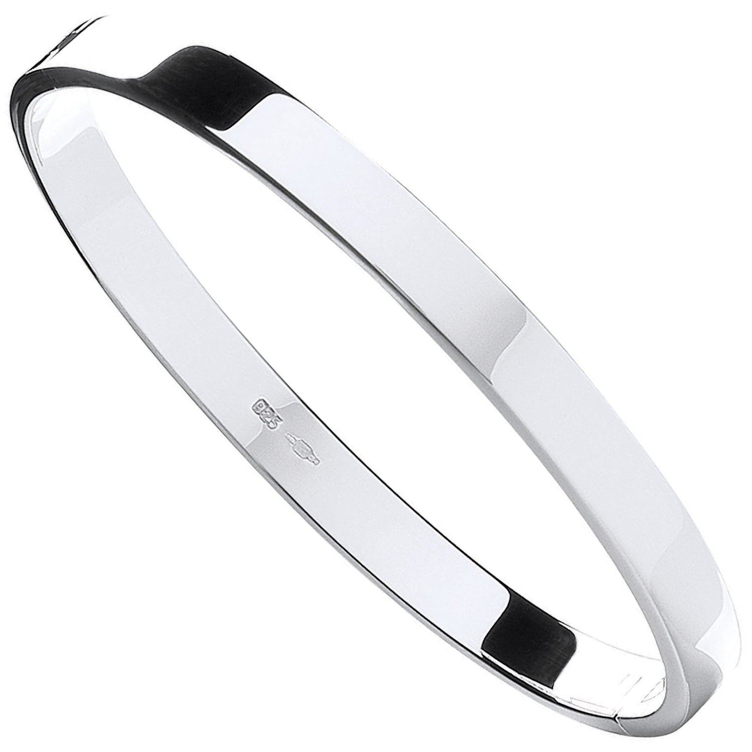 Silver Solid Oval Shaped Bangle