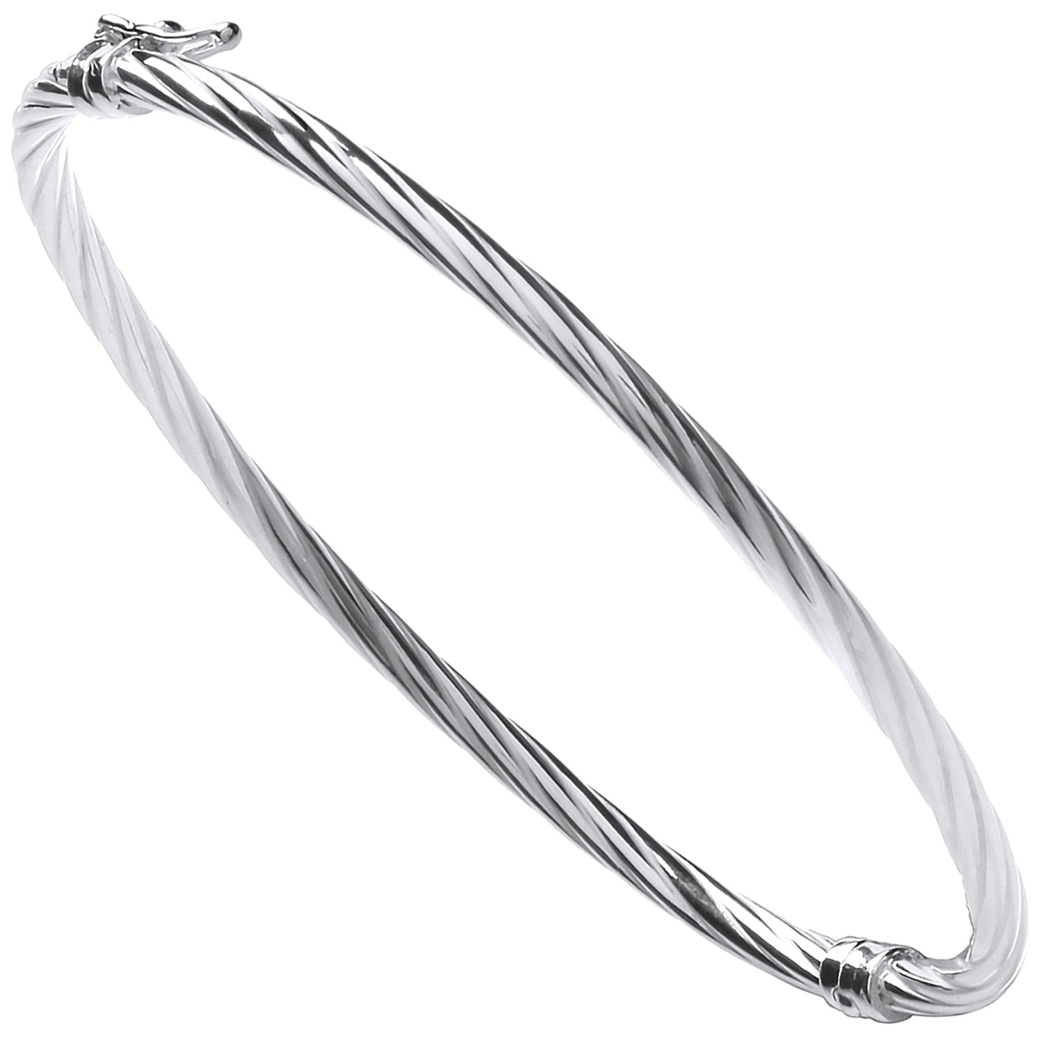 Silver Twisted Hollow Bangle