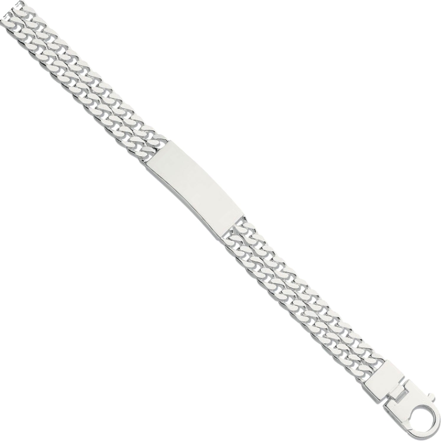 Silver 8" Double Curb Link Identification Bracelet