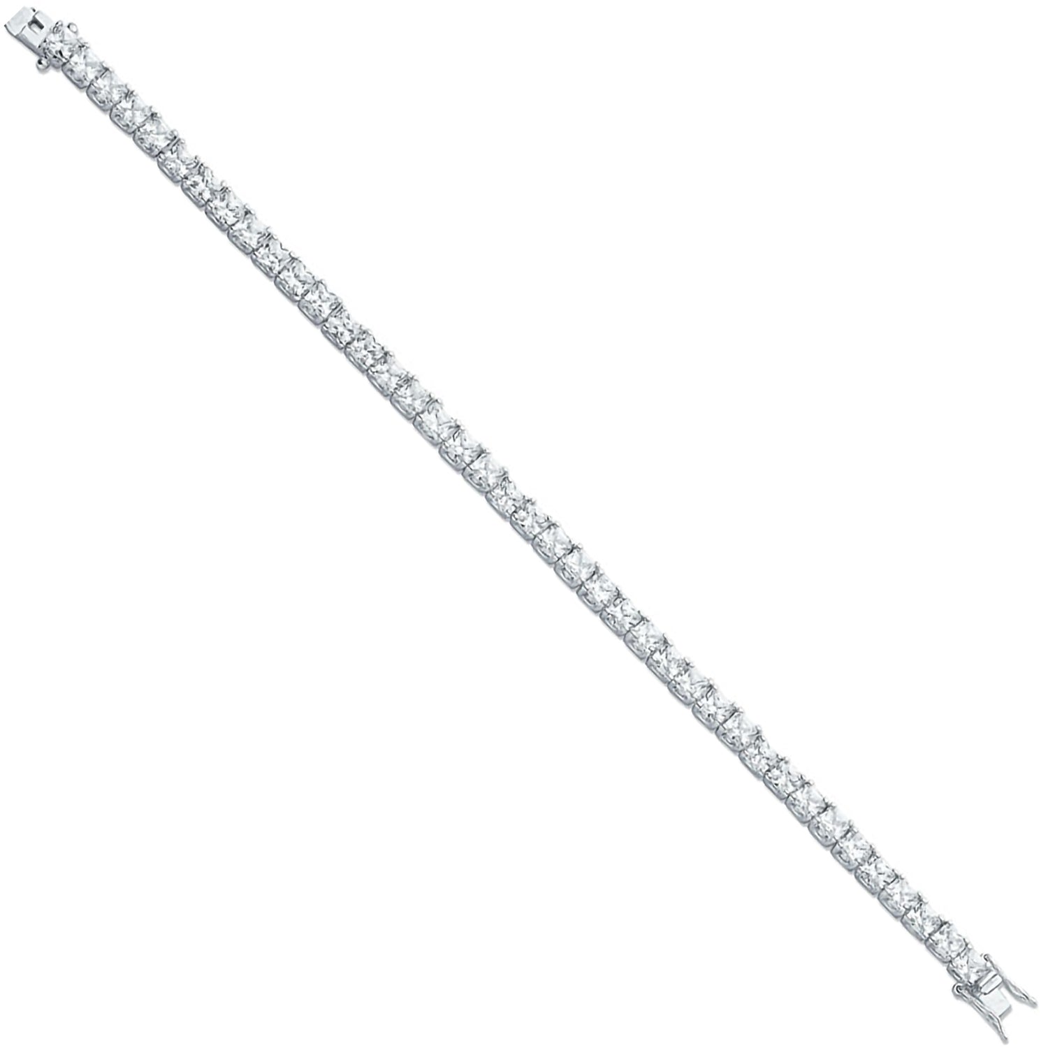 Silver 4.3mm Princess Cut Cubic Zirconia Tennis Bracelet