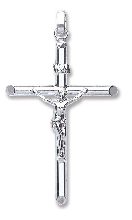 Silver Tubed Crucifix Pendant