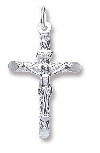 Silver Fancy Tubed Crucifix Pendant