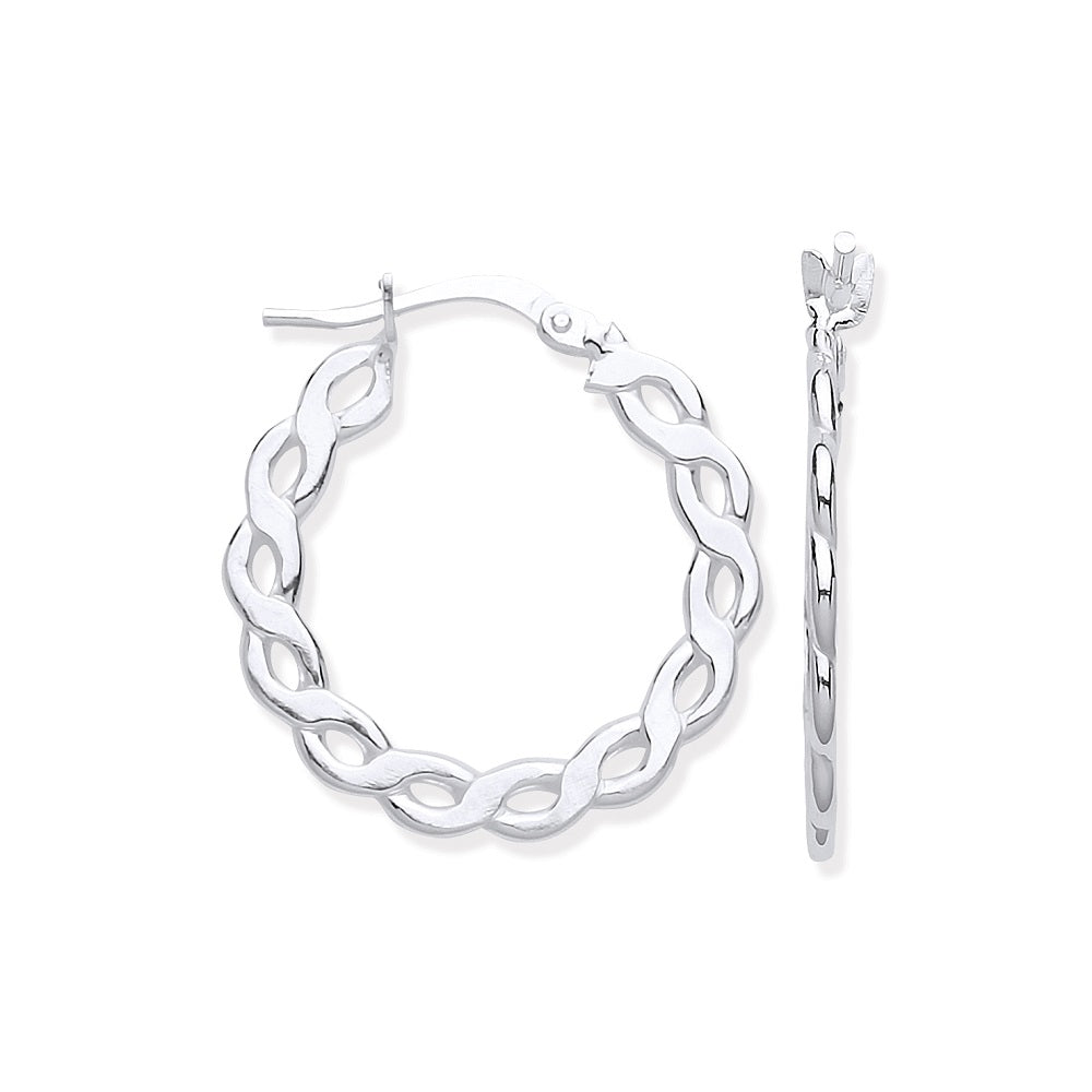Silver Infinity Link Round Hoop Earrings