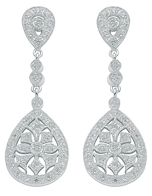 Silver Chandelier Cubic Zirconia Drop Earrings