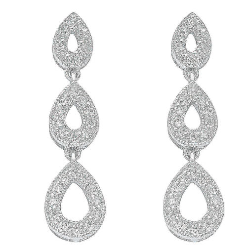 Silver Fancy Cubic Zirconia Drop Earrings