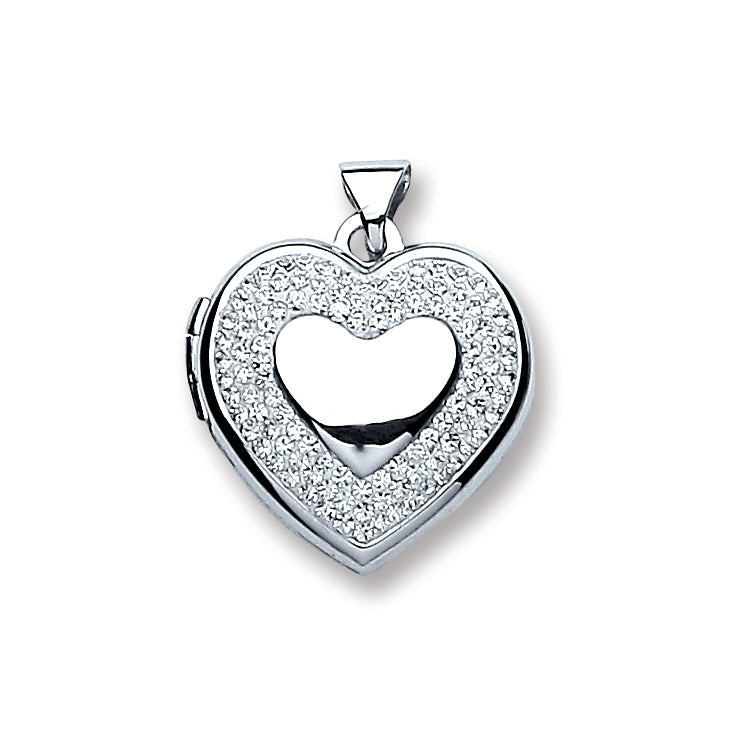 Silver Heart with Crystals Locket