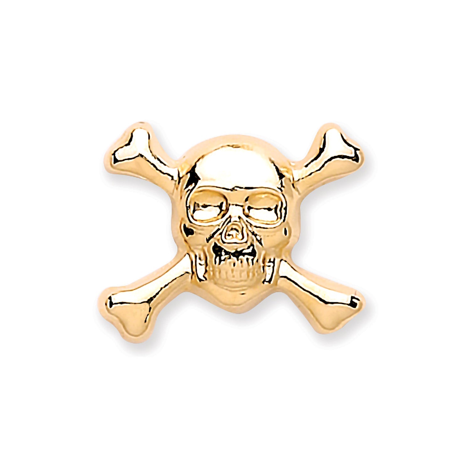 9ct Yellow Gold Skull & Crossbones Single Stud Earrings