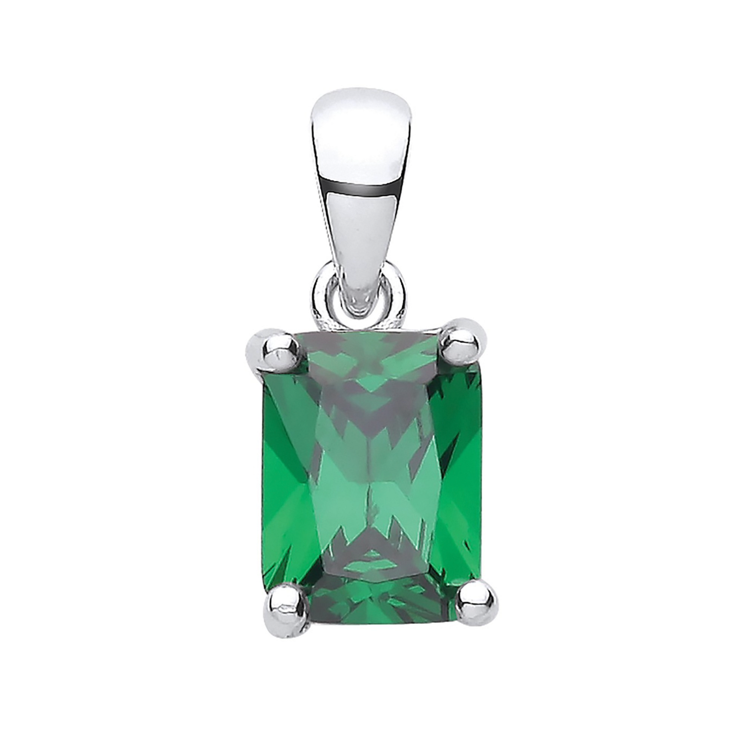Emerald Cut Pendant 925 Silver Cubic Zirconia