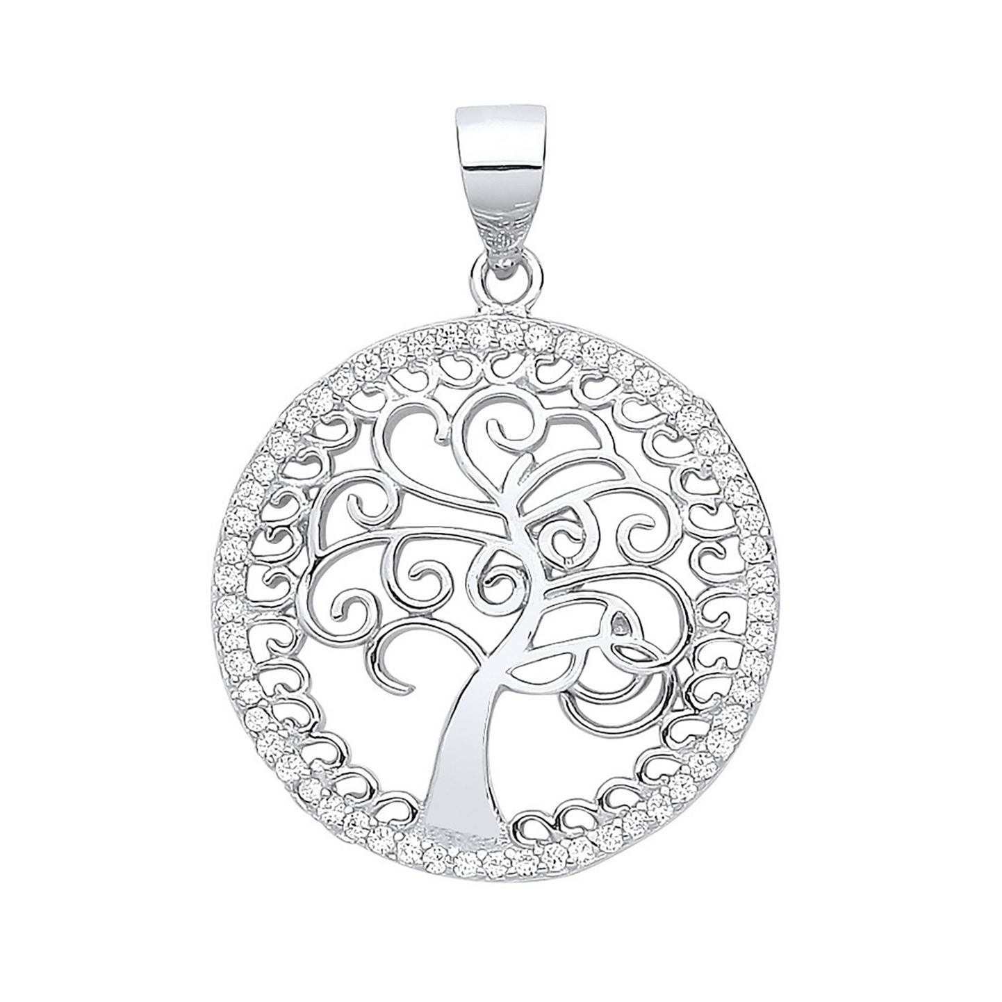 Silver Tree of Life Cubic Zirconia Pendant
