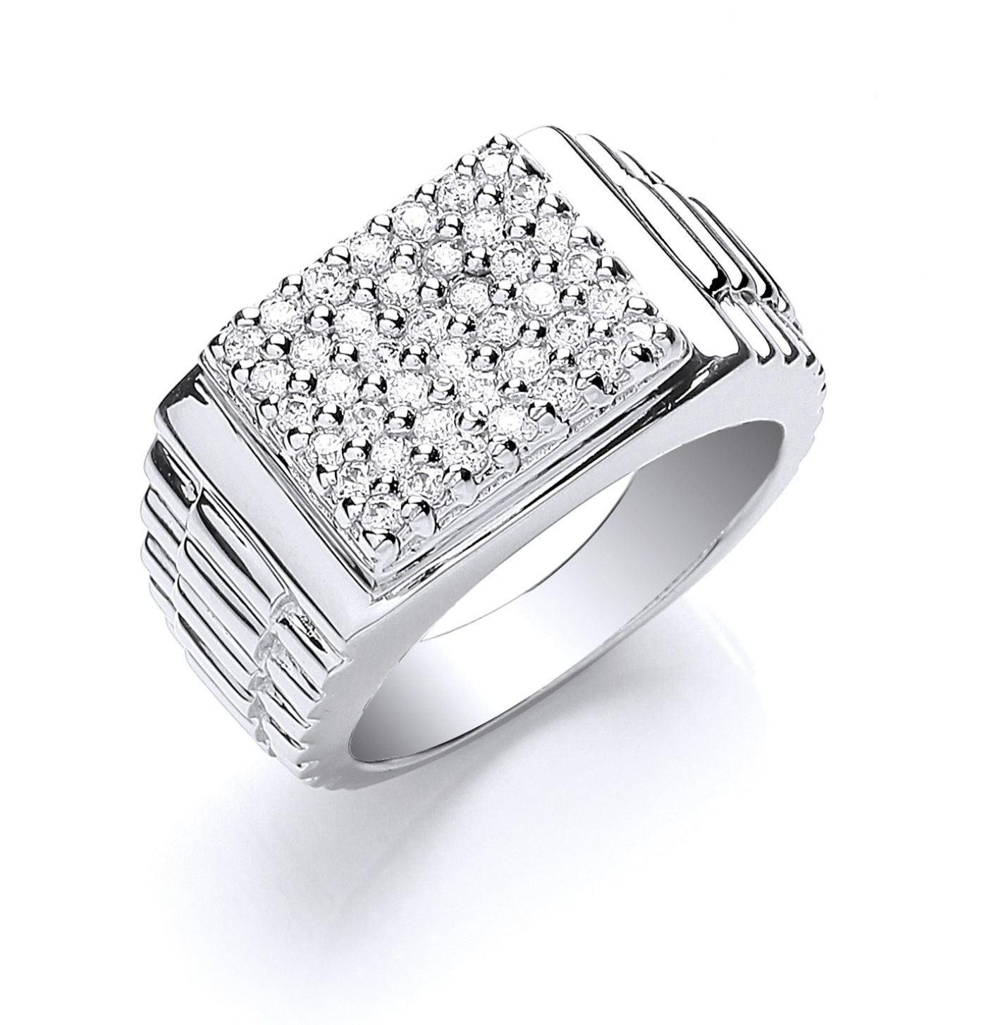 Silver Square Top Cubic Zirconia Ring