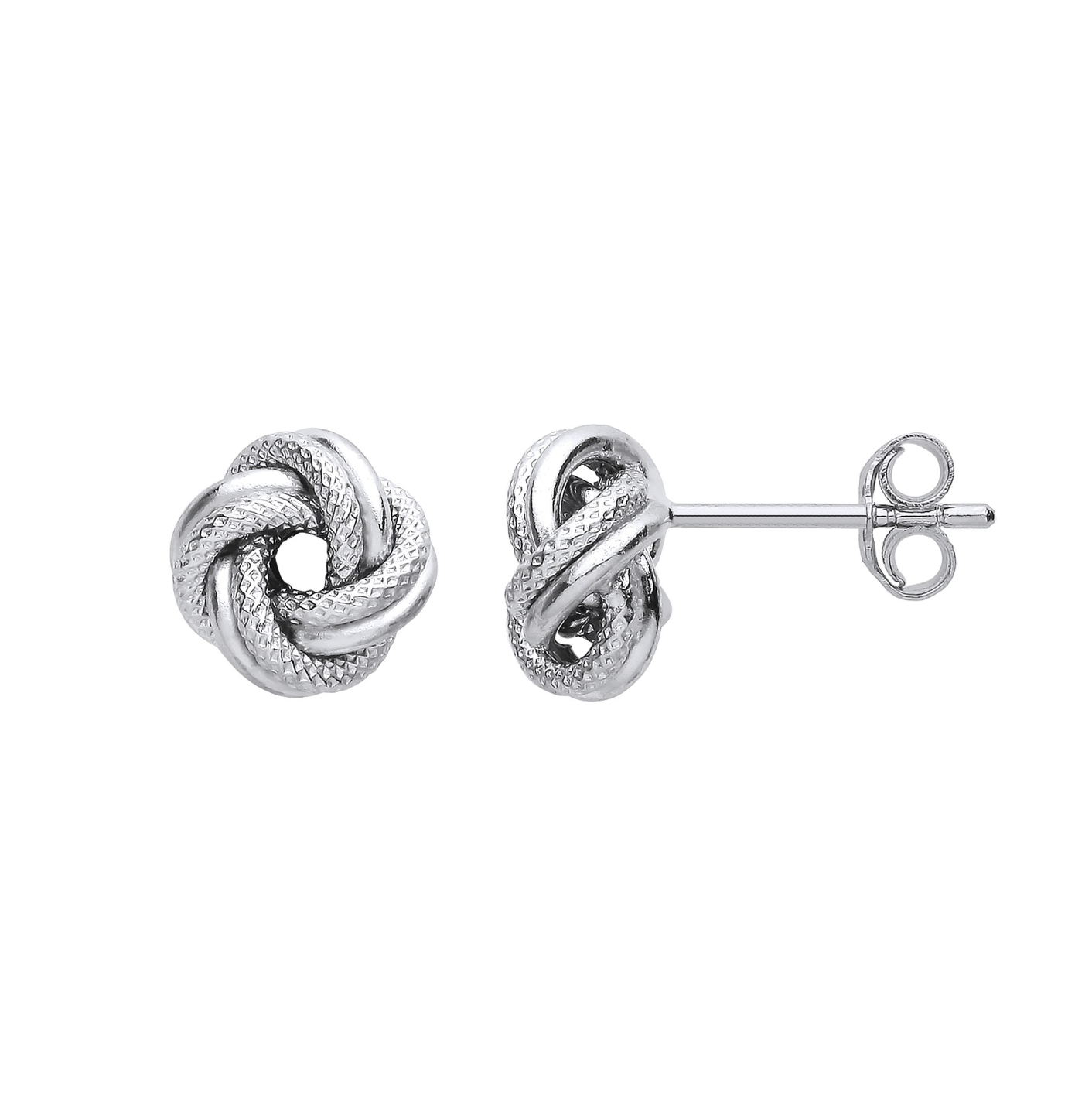 Silver Knot Stud Textured Finish Earrings