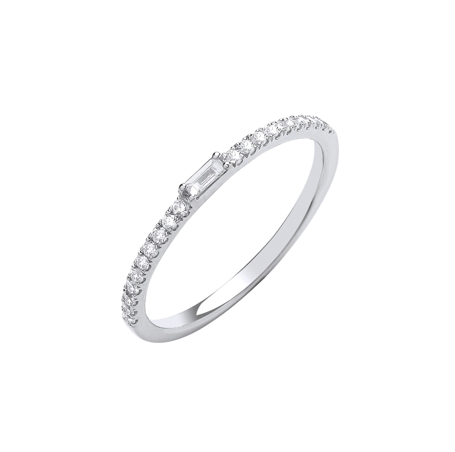 Eternity Ring with 0.17CT Baguette in Centre 9K White Gold