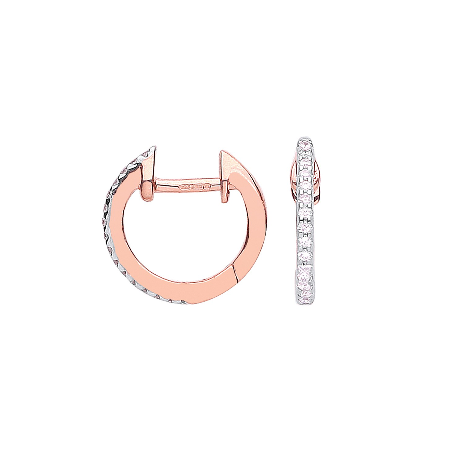 Diamond 0.10CT Hoop Earrings 9K Rose Gold
