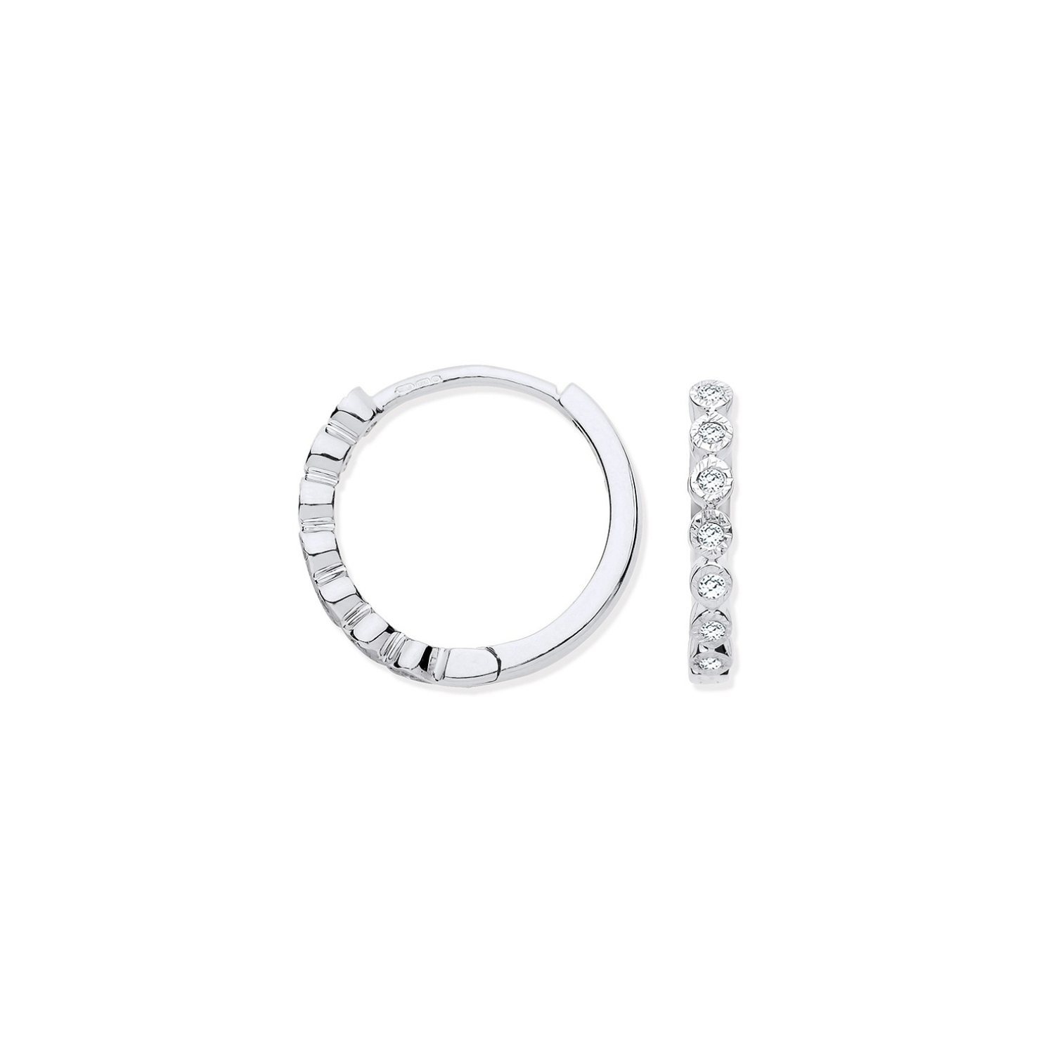 Round Diamond 0.10CT Hoop Earrings 9K Gold