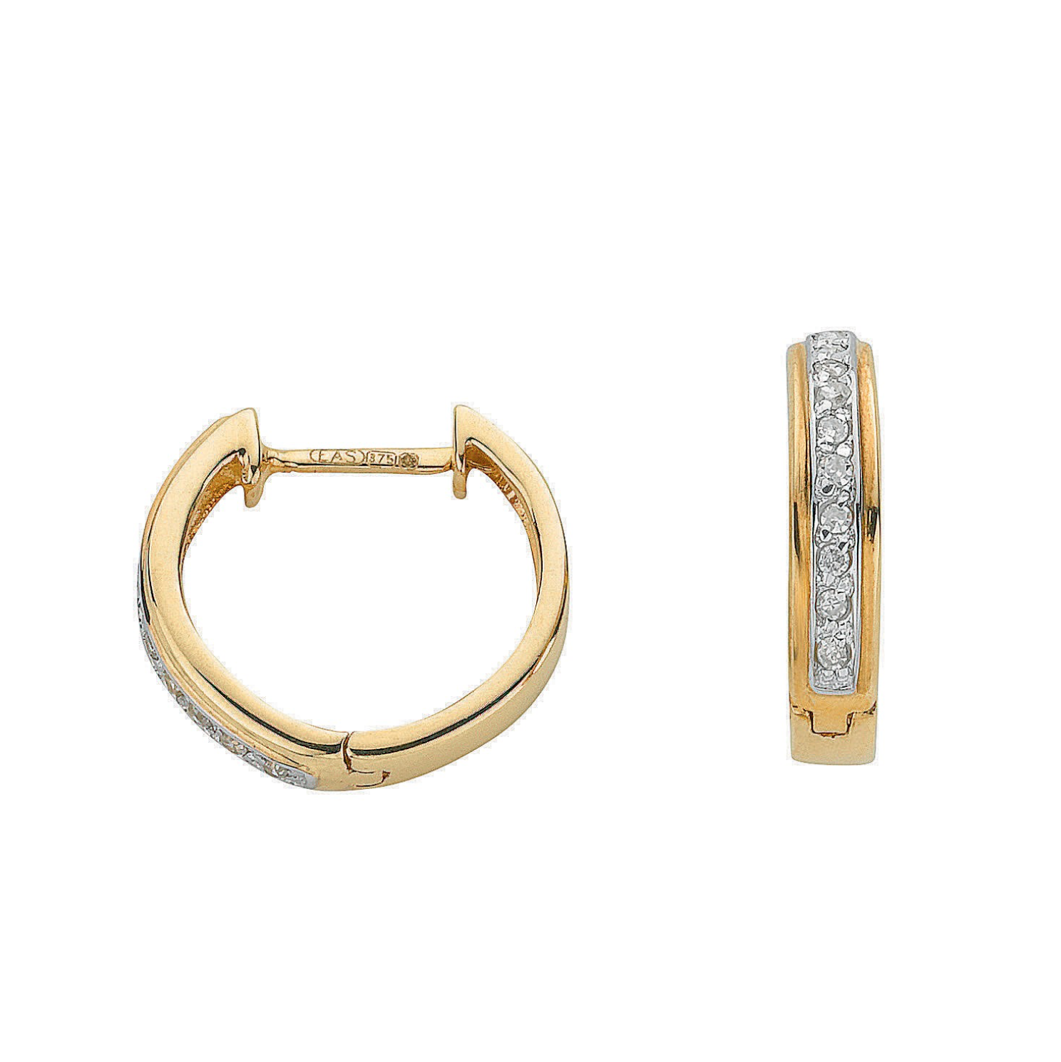 Diamond Hoop 0.10CT Earrings 9K Gold