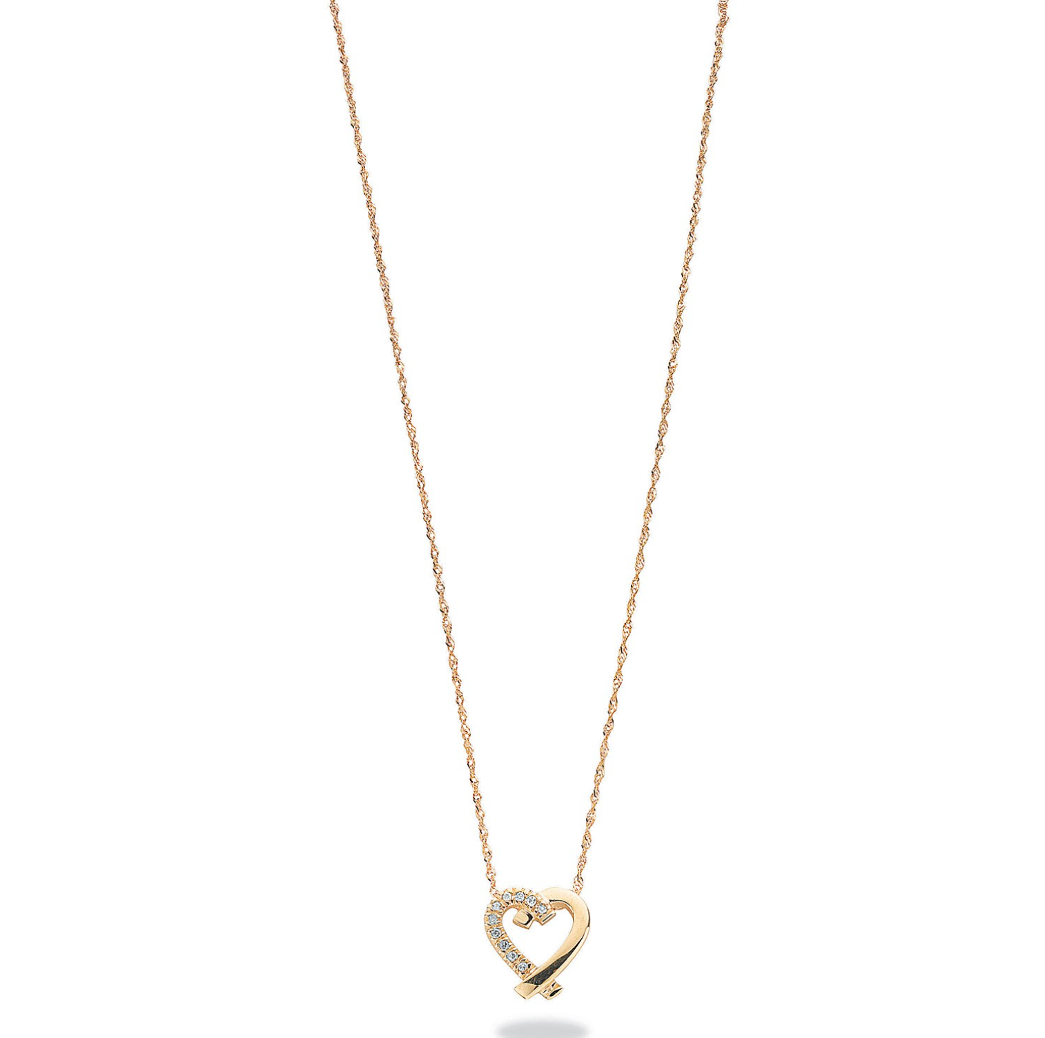 Diamond Heart Pendant 0.05CT Necklace 9K Gold