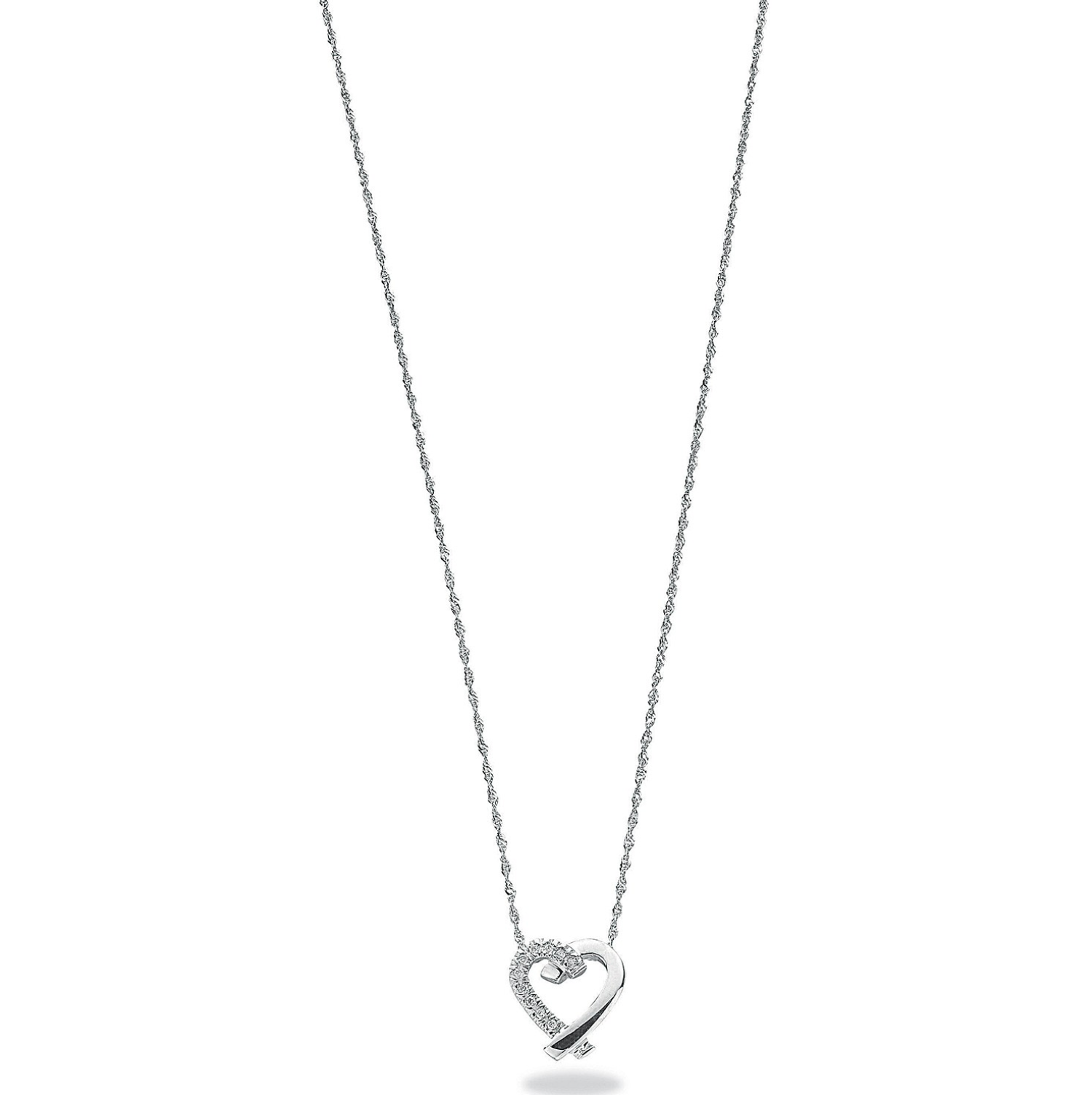 Diamond Heart Pendant 0.05CT Necklace 9K Gold