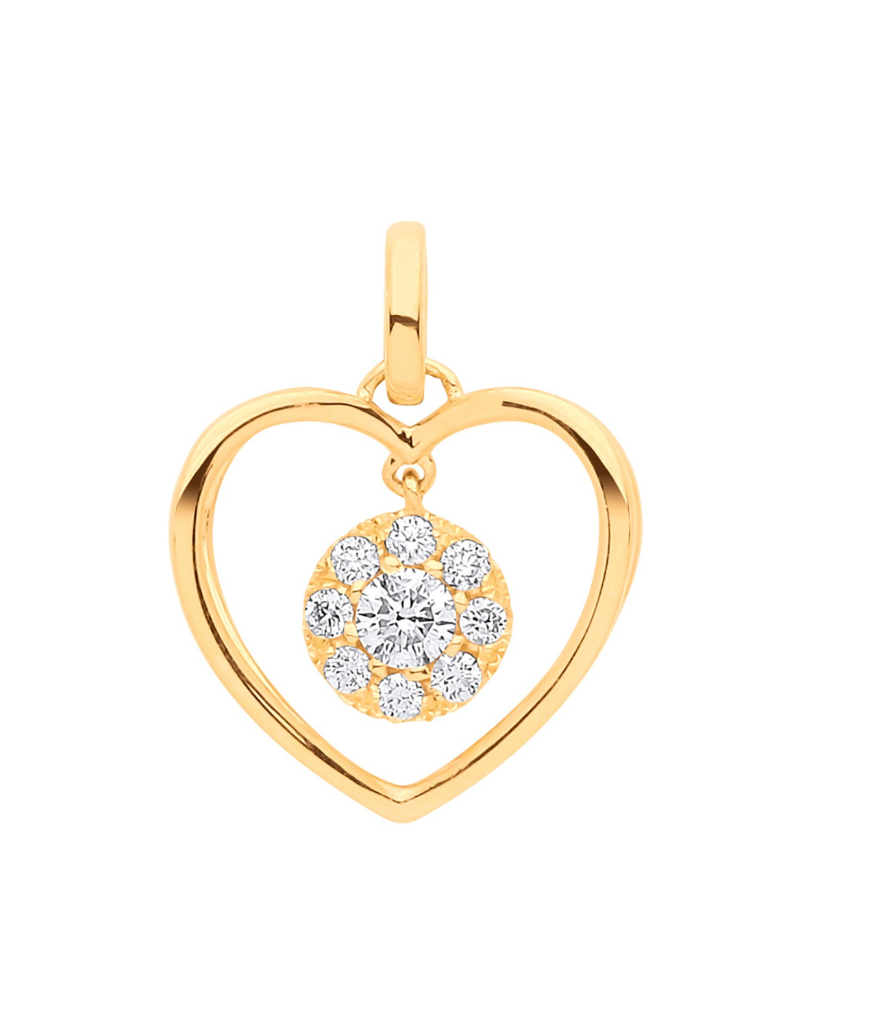 Gold Diamond Heart Drop 0.30CT Pendant 9K Yellow gold