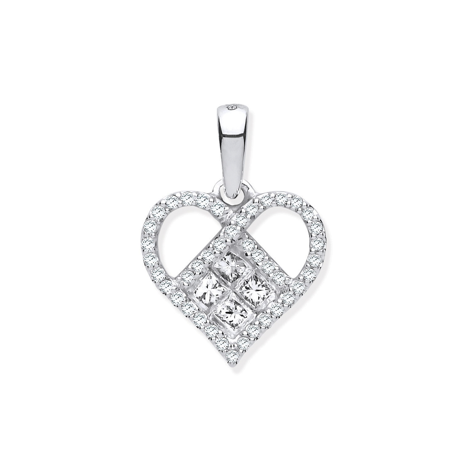 Fancy Heart Diamond 0.33CT Pendant 9K White Gold