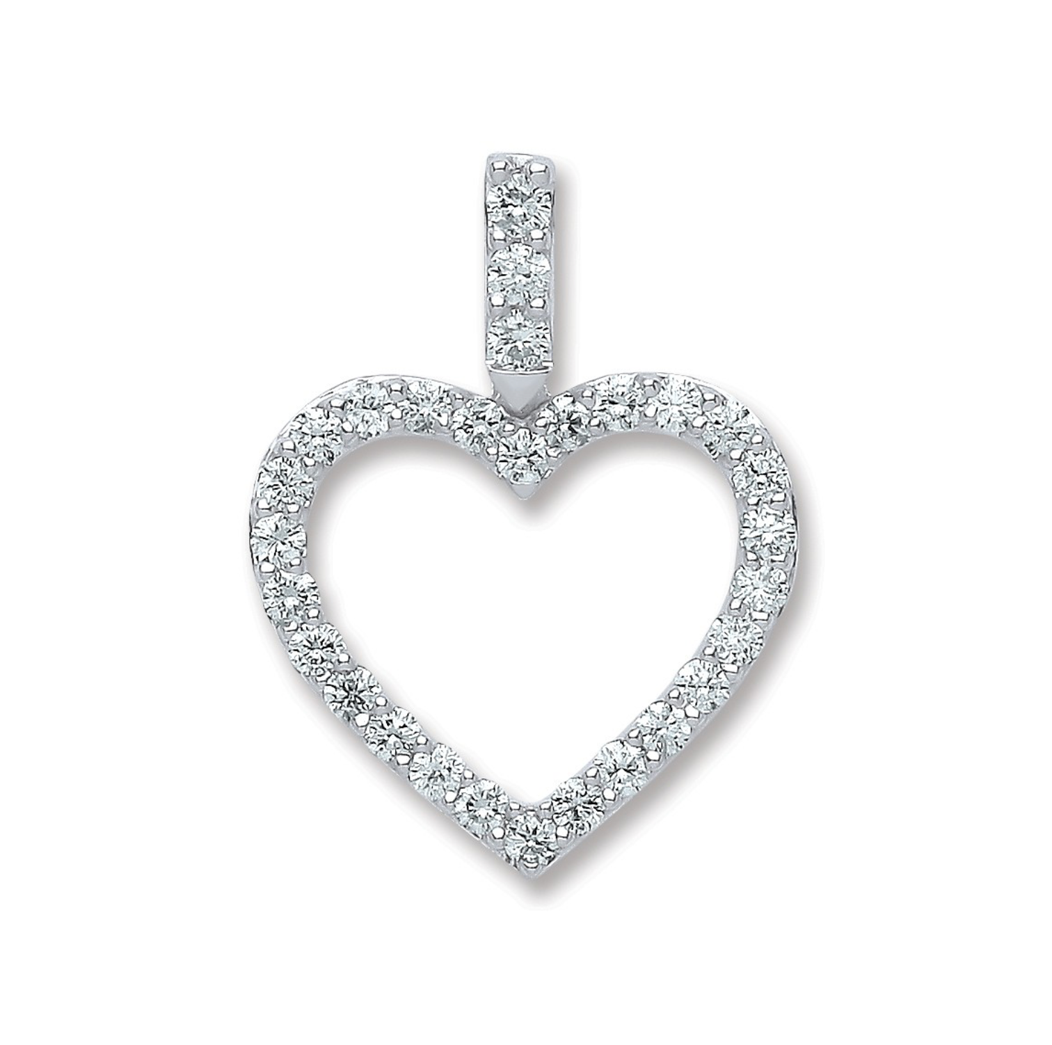Diamond Drop Heart 0.60CT Pendant 18K White Gold