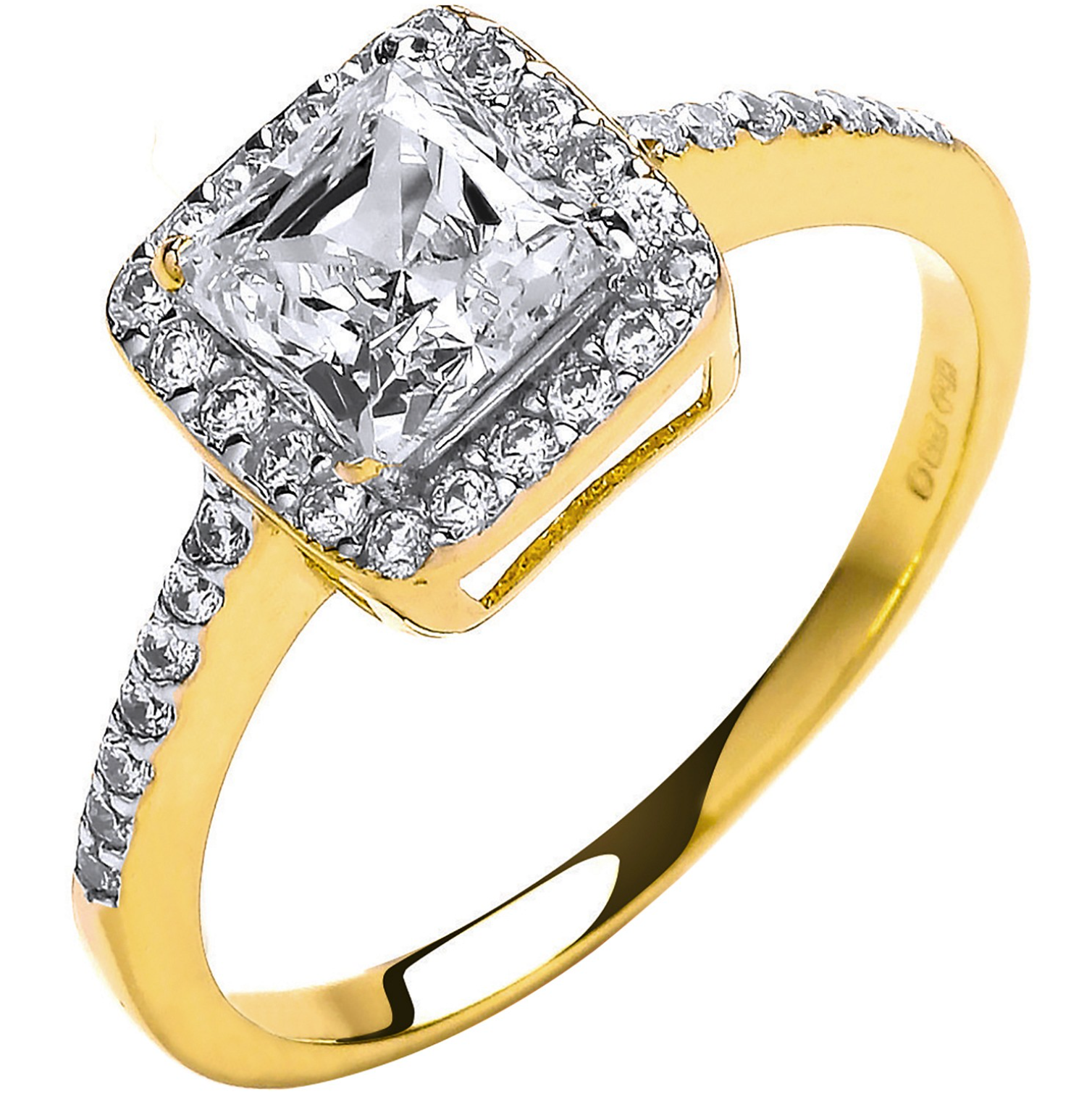 Princes Cut Cubic Zirconia Ring 9K Gold