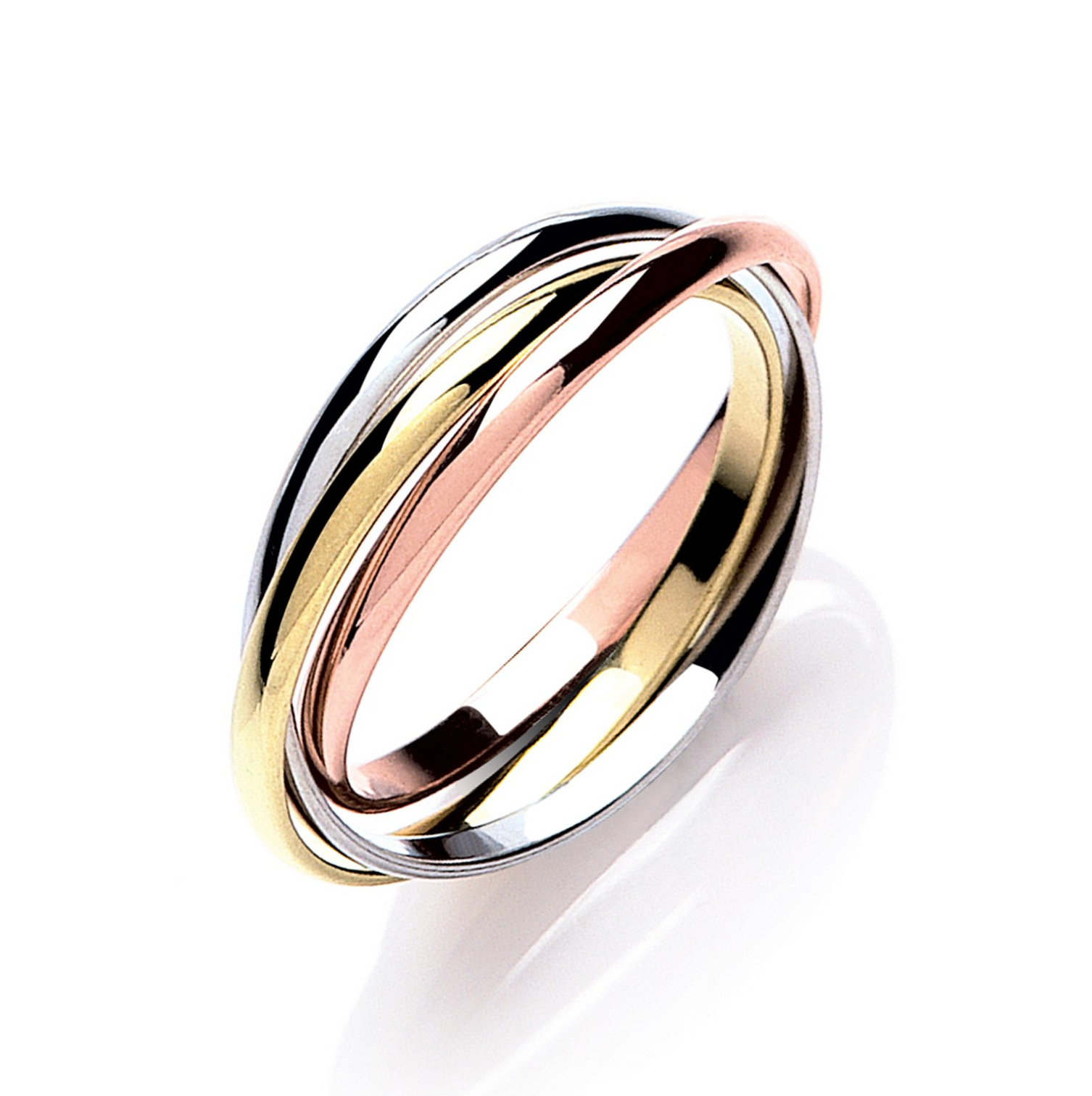 Russian Wedding Yellow White & Rose Gold 2mm Band Ring 9K Gold