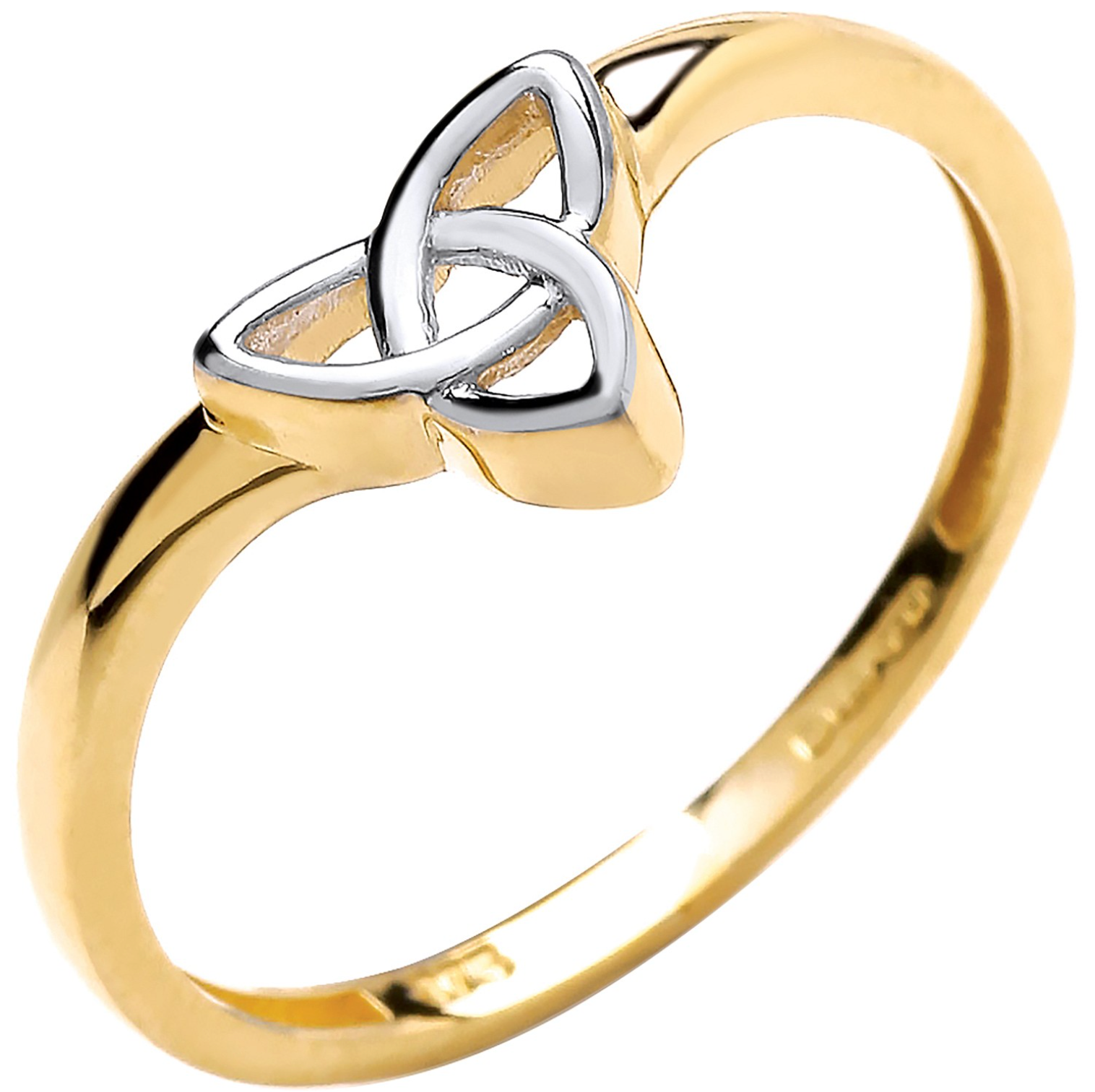 Celtic Wishbone Ring 9K Yellow & White Gold