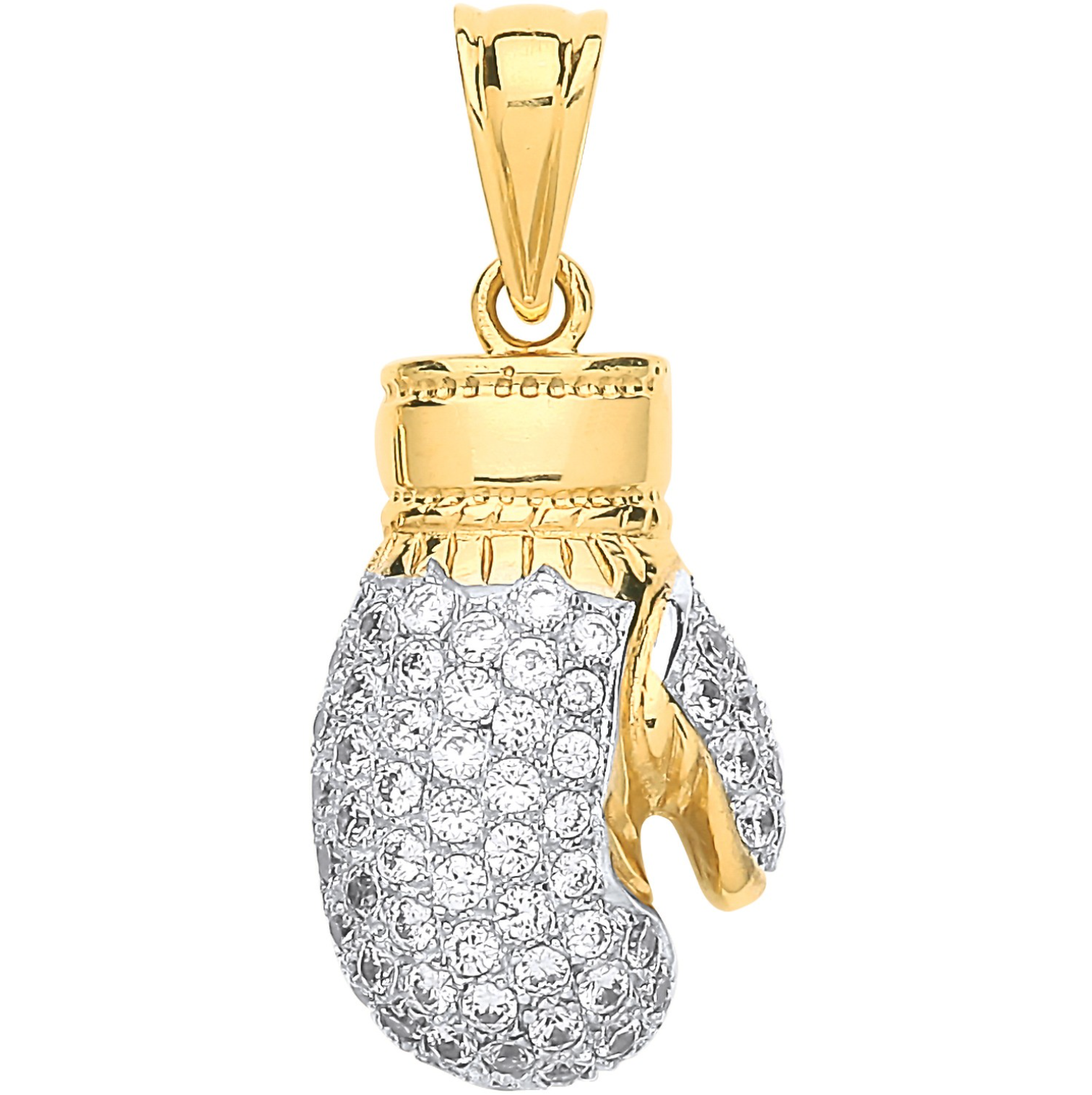 9ct Yellow Gold Hollow Cubic Zirconia Boxing Glove Pendant