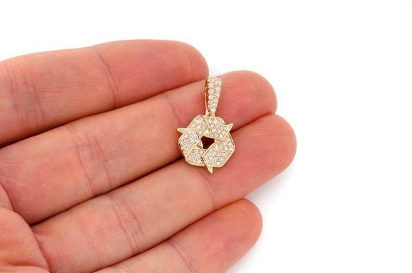 0.55ct Diamond Recycle Symbol Pendant 14K Solid Gold