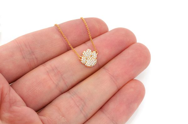 0.35ct Diamond Dog Paw Connected Necklace 14K Solid Gold