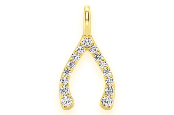 0.15ct Diamond Wishbone Pendant 14K Solid Gold