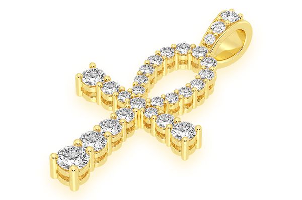 Colgante de diamantes Ankh egipcio graduado de 1,50 quilates de oro macizo de 14 quilates