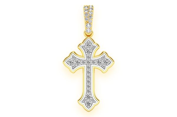 0.25ct Diamond Rounded Cross Pendant 14K Solid Gold