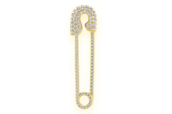 0.80ct Diamond Safety Pin Pendant 14K Solid Gold