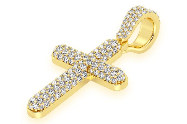 Pendentif diamant Croix pétillante 1,10 ct en or massif 14 carats