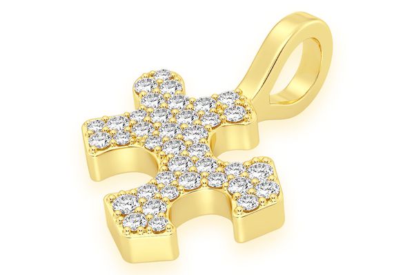 0.25ct Diamond Puzzle Piece Pendant 14K Solid Gold
