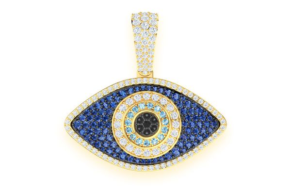 Pendentif diamant Evil Eye 2,20 ct en or massif 14 carats