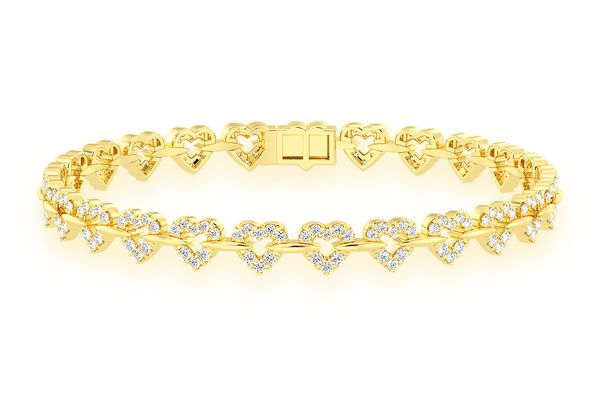 Bracelet en diamant en forme de cœur de 2,35 ct en or massif 14 carats