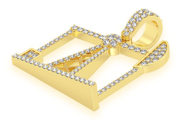 Colgante de diamantes de 0,90 ct de plataforma petrolera de oro macizo de 14 quilates