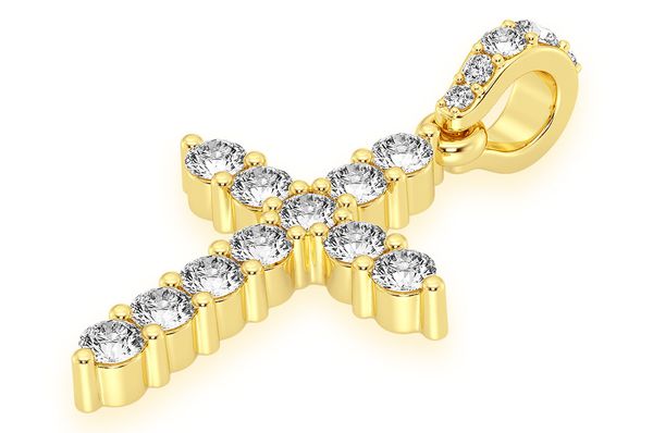 Pendentif en diamant Basket Cross 0,50 ct en or massif 14 carats