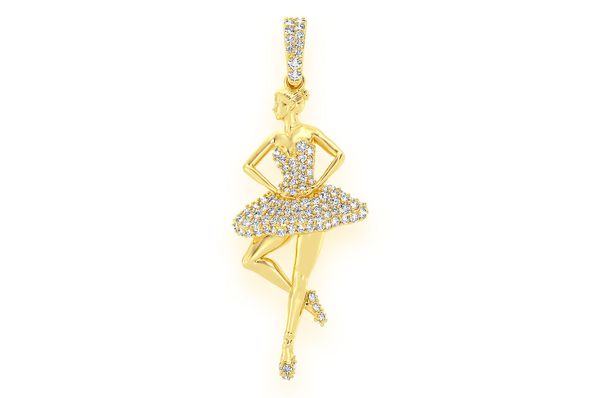 0.50ct Diamond Dancing Ballerina Pendant 14K Solid Gold