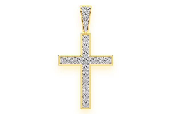 Pendentif diamant croix serti miracle 0,35 ct en or massif 14 carats