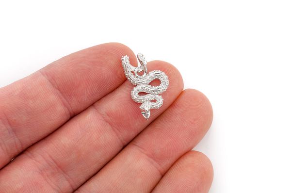 0.60ct Diamond Attacking Snake Pendant 14K Solid Gold