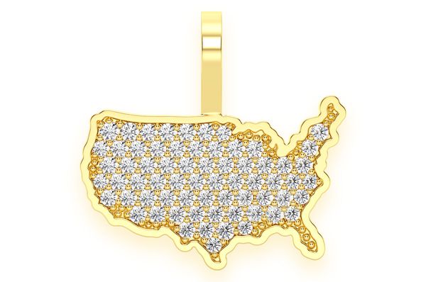 0.30ct Diamond United States Of America Pendant 14K Solid Gold