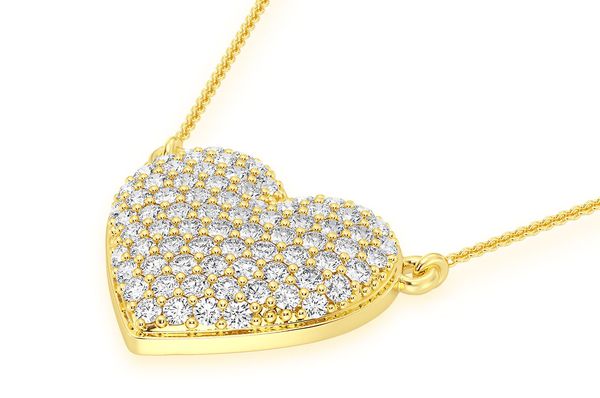 Collar de diamantes de 0,60 ct con corazón burbujeante conectado en oro macizo de 14 quilates