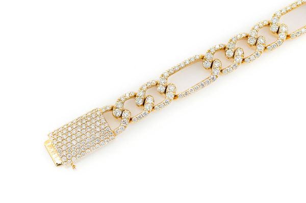 3.50ct Diamond 6mm Figaro Link Bracelet 14K Solid Gold