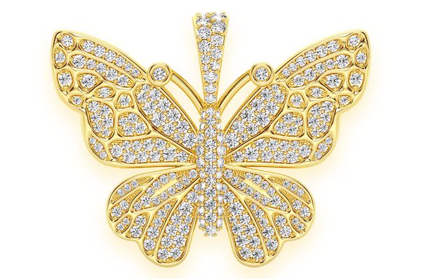 2.00ct Diamond Butterfly Pendant 14K Solid Gold