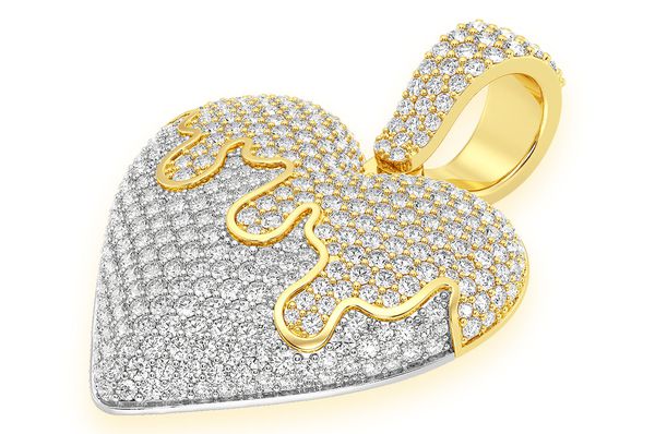 1.25ct Diamond Dripping Heart Pendant 14K Solid Gold